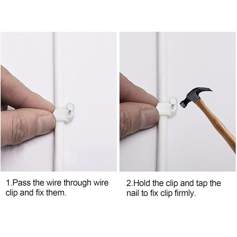 INCREWAY 200Pcs 10mm Flat Cable Wire Clips Cord Holder Wire Management, White - Image 4